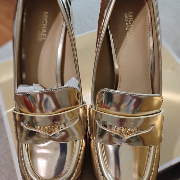 Michael Kors Eden Metallic Gold Platform Loafer-NEW - Picture 5 of 7